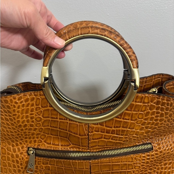 Patricia Nash Arenzano Leather Double Ring Shopper Designer Luxury Animal Print